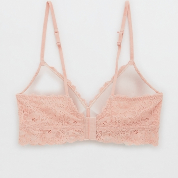 🌺AERIE REAL HAPPY WIRELESS LIGHTLY LINED LACE BRA SIZE 32C - Picture 4 of 10